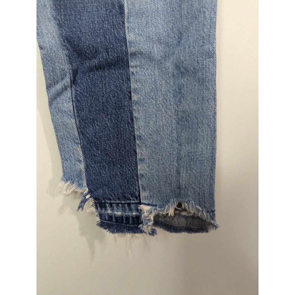 Frame Denim Nouveau Le Mix Jeans Colorblocked Distressed Cropped Size 26 - Picture 7 of 16